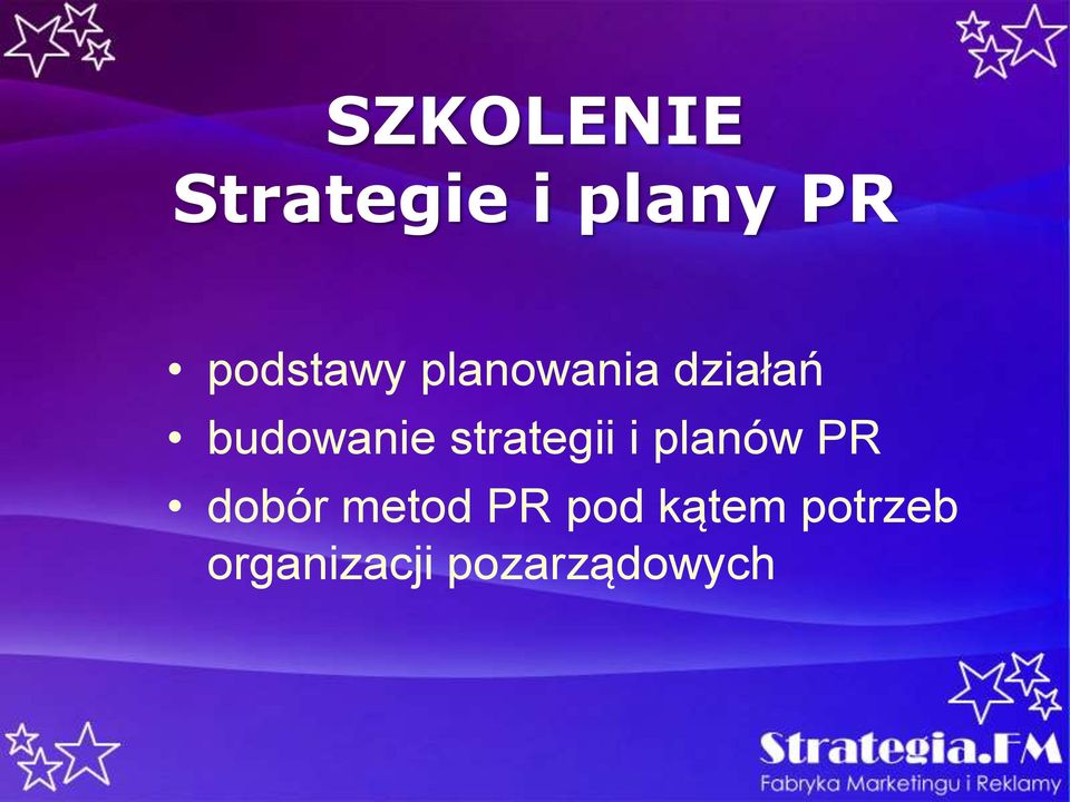 strategii i planów PR dobór metod PR