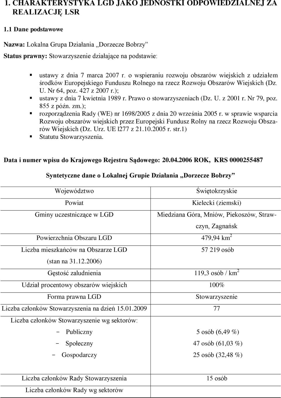 o wspieraniu rozwoju obszarów wiejskich z udziałem środków Europejskiego Funduszu Rolnego na rzecz Rozwoju Obszarów Wiejskich (Dz. U. Nr 64, poz. 427 z 2007 r.); ustawy z dnia 7 kwietnia 1989 r.