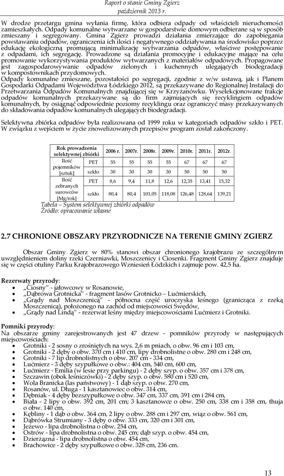 Gmina Zgierz prowadzi działania zmierzające do zapobiegania powstawaniu odpadów, ograniczenia ich ilości i negatywnego oddziaływania na środowisko poprzez edukację ekologiczną promującą minimalizację