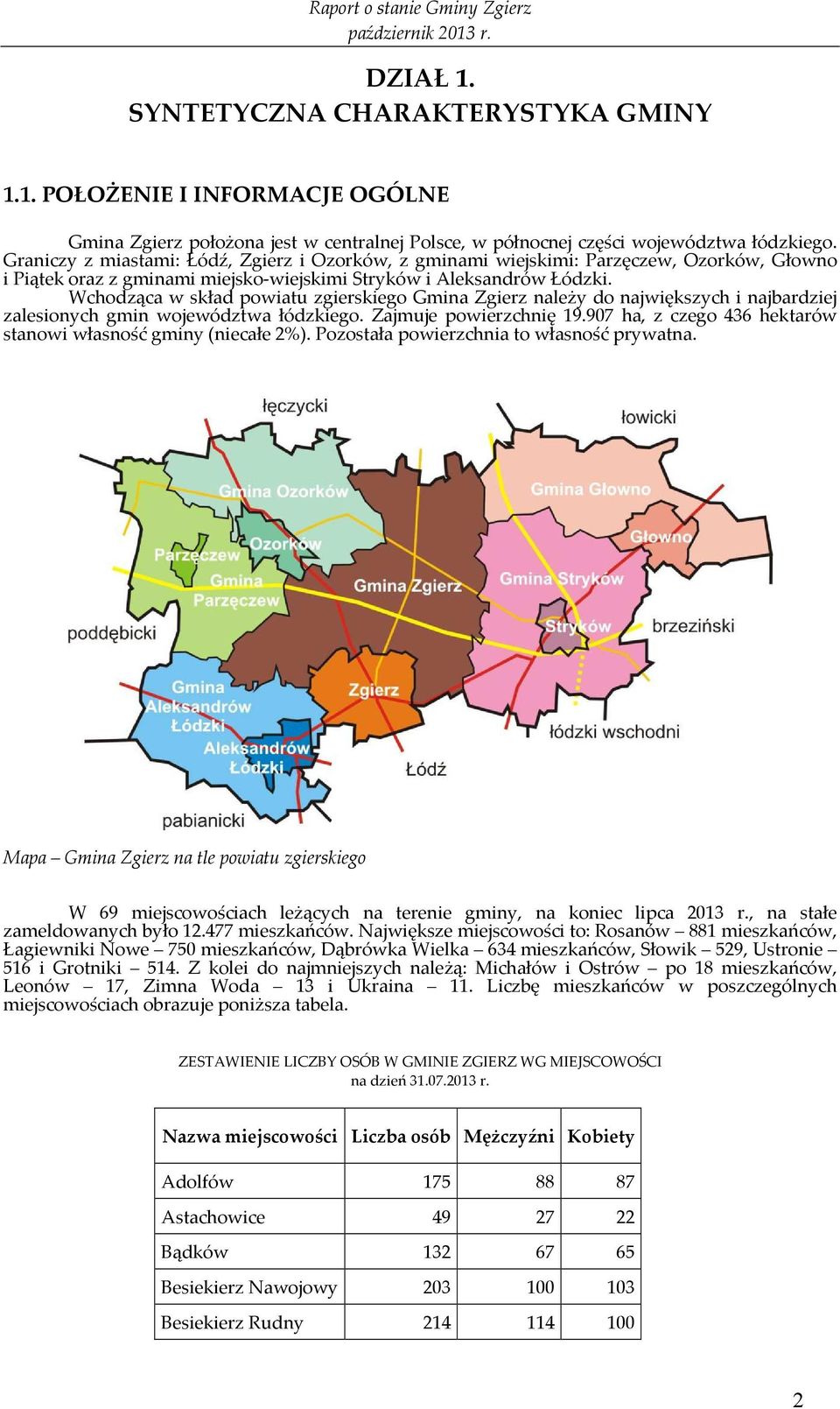 Wchodząca w skład powiatu zgierskiego Gmina Zgierz należy do największych i najbardziej zalesionych gmin województwa łódzkiego. Zajmuje powierzchnię 19.