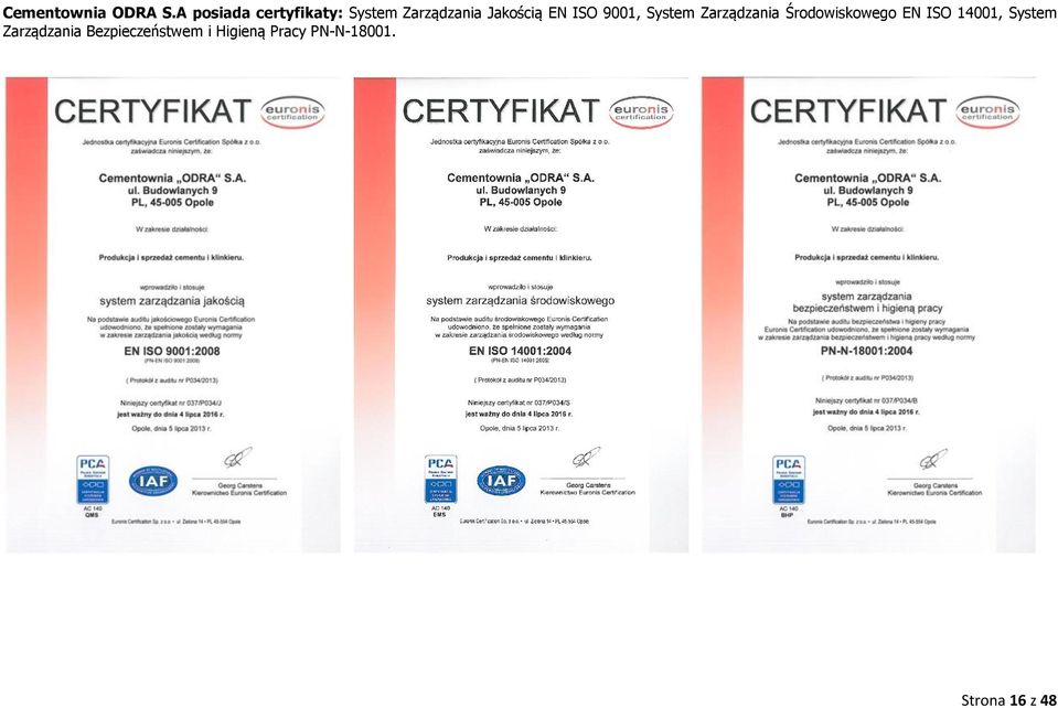 EN ISO 9001, System Zarządzania Środowiskowego EN