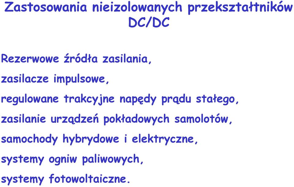 stałego, zasilanie urządzeń pokładowych samolotów, samochody