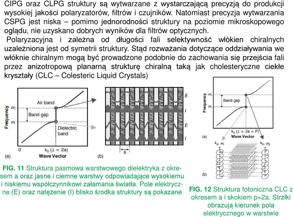 Polaryzacyjna i zależna od długości fali selektywność włókien chiralnych uzależniona jest od symetrii struktury.