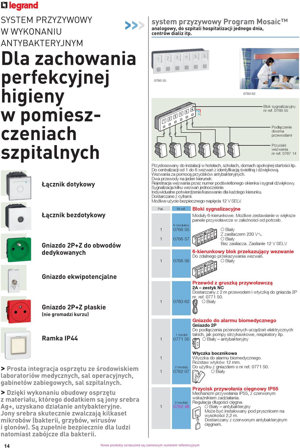 > Dzięki wykonaniu obudowy osprzętu z materiału, którego dodatkiem są jony srebra Ag+, uzyskano działanie antybakteryjne.