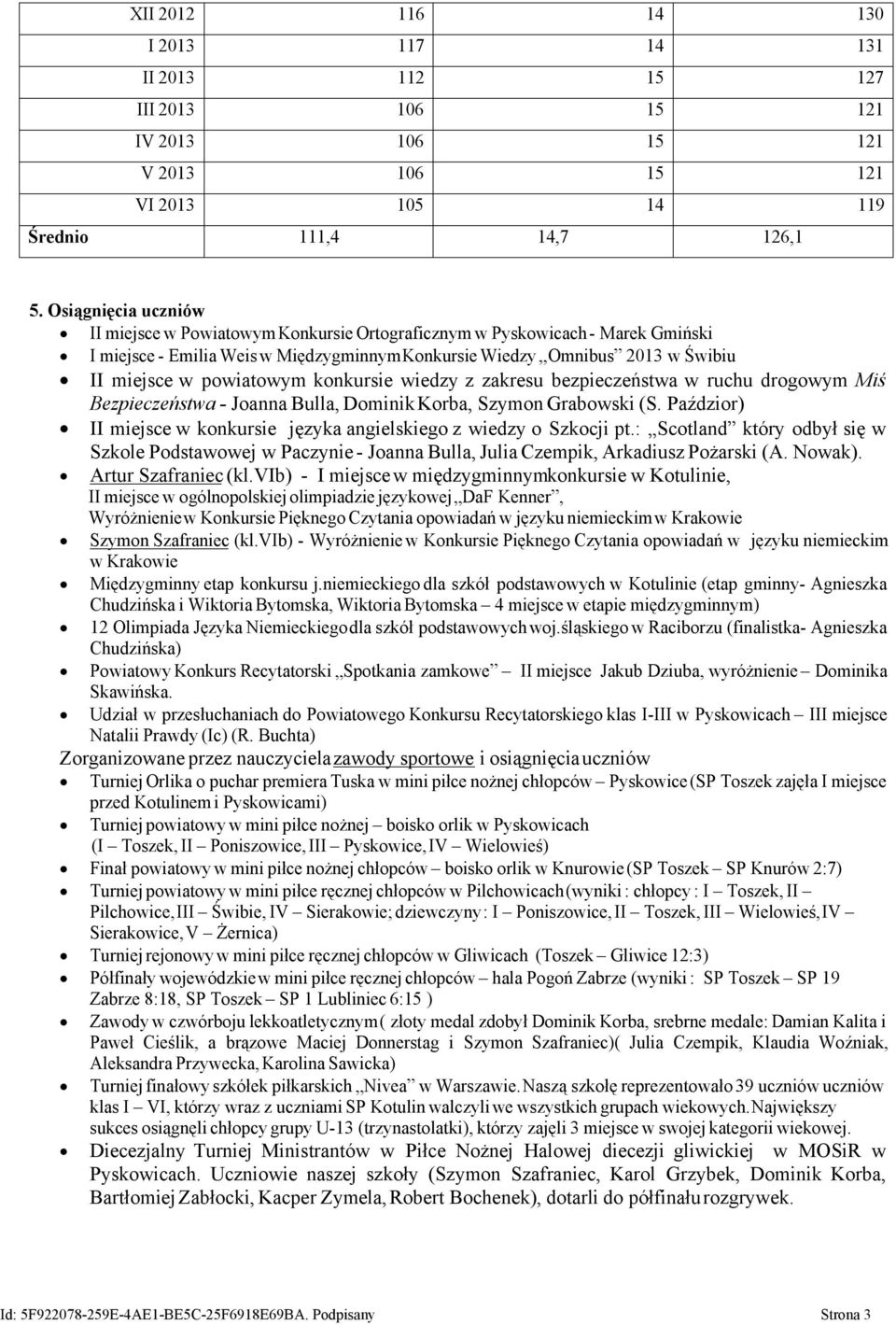 powiatowym konkursie wiedzy z zakresu bezpieczeństwa w ruchu drogowym Miś Bezpieczeństwa - Joanna Bulla, Dominik Korba, Szymon Grabowski (S.