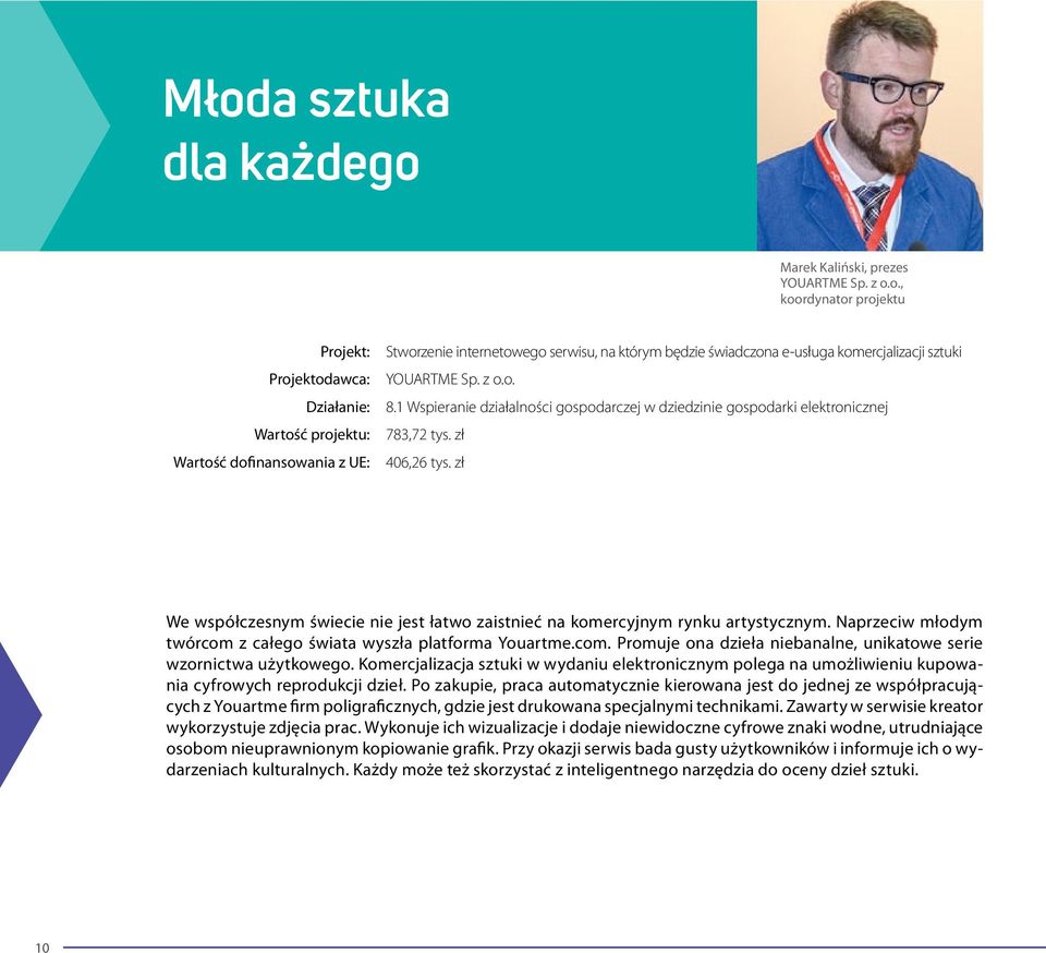 zł We współczesnym świecie nie jest łatwo zaistnieć na komercyjnym rynku artystycznym. Naprzeciw młodym twórcom z całego świata wyszła platforma Youartme.com. Promuje ona dzieła niebanalne, unikatowe serie wzornictwa użytkowego.