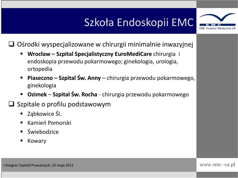 ortopedia Piaseczno Szpital Św. Anny chirurgia przewodu pokarmowego, ginekologia Ozimek Szpital Św.