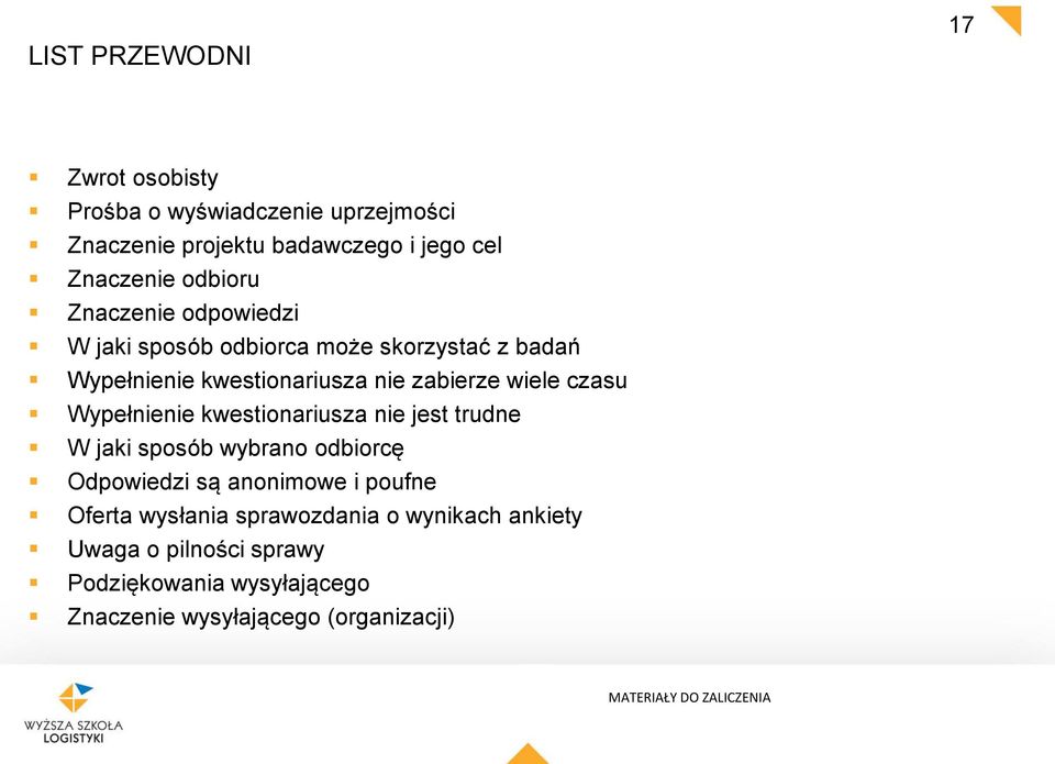 czasu Wypełnienie kwestionariusza nie jest trudne W jaki sposób wybrano odbiorcę Odpowiedzi są anonimowe i poufne Oferta