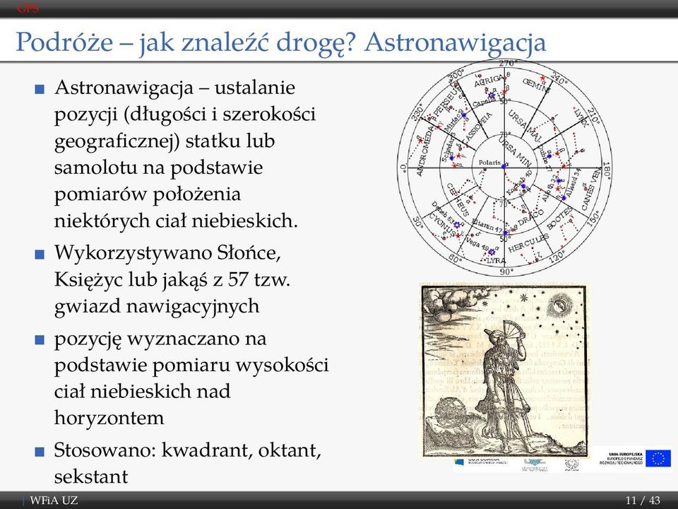 samolotu na podstawie pomiarów położenia niektórych ciał niebieskich.