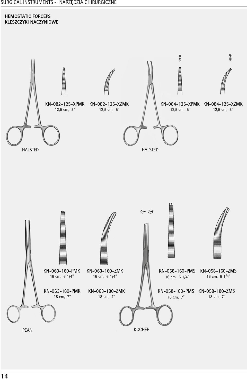 KN-063-160-PMK 16 cm, 6 1/4 KN-063-160-ZMK 16 cm, 6 1/4 KN-058-160-PMS 16 cm, 6 1/4 KN-058-160-ZMS 16 cm, 6