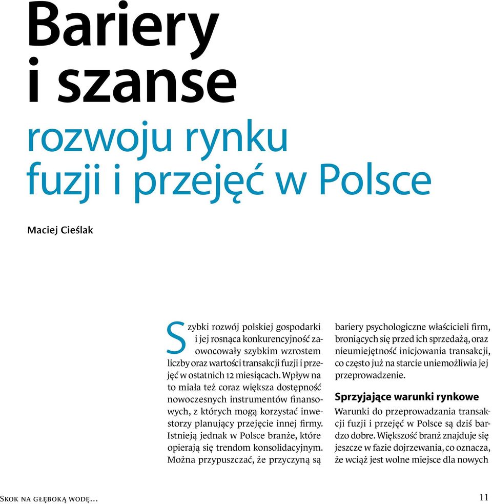 Istnieją jednak w Polsce branże, które opierają się trendom konsolidacyjnym.