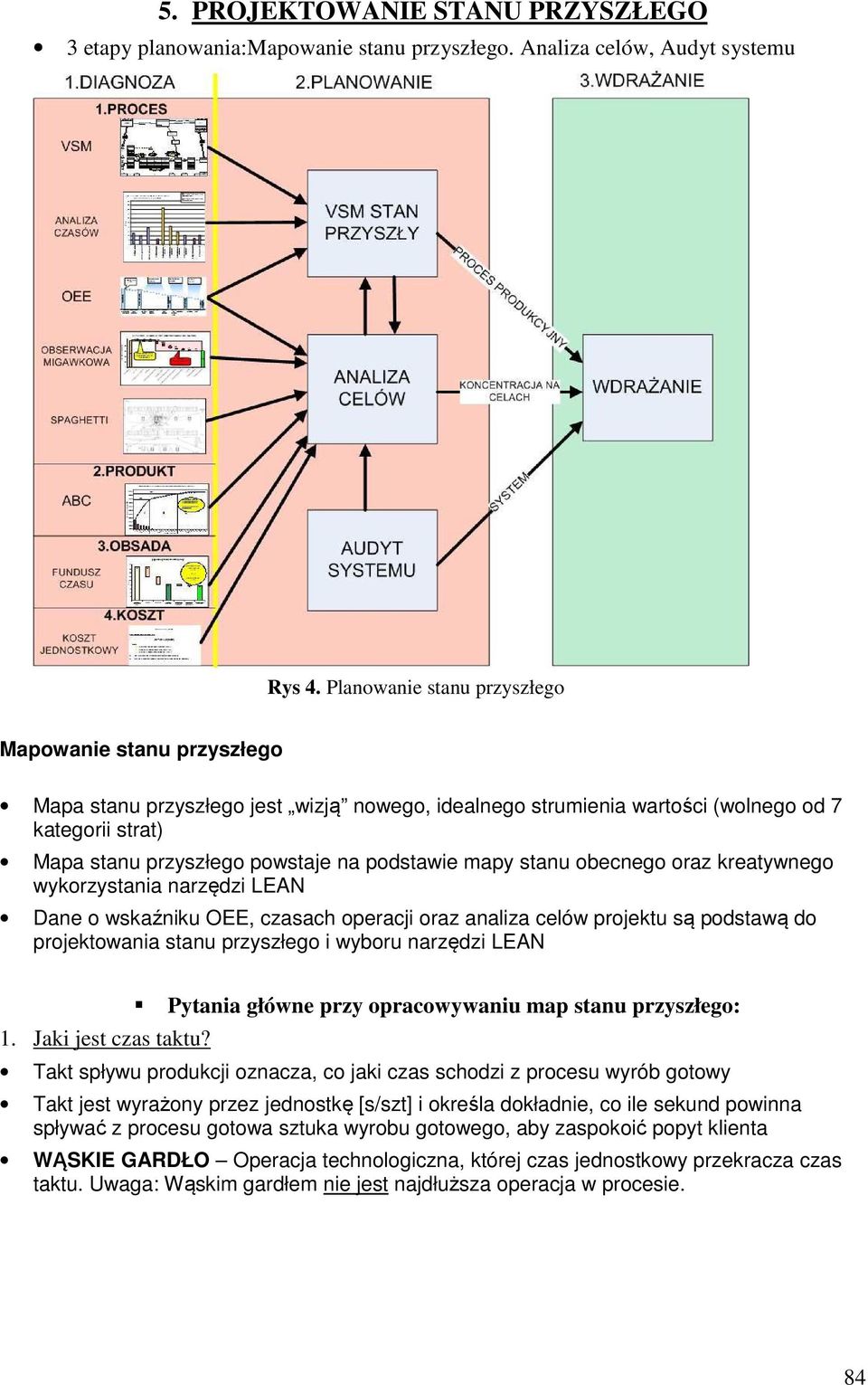 podstawie mapy stanu obecnego oraz kreatywnego wykorzystania narzędzi LEAN Dane o wskaźniku OEE, czasach operacji oraz analiza celów projektu są podstawą do projektowania stanu przyszłego i wyboru