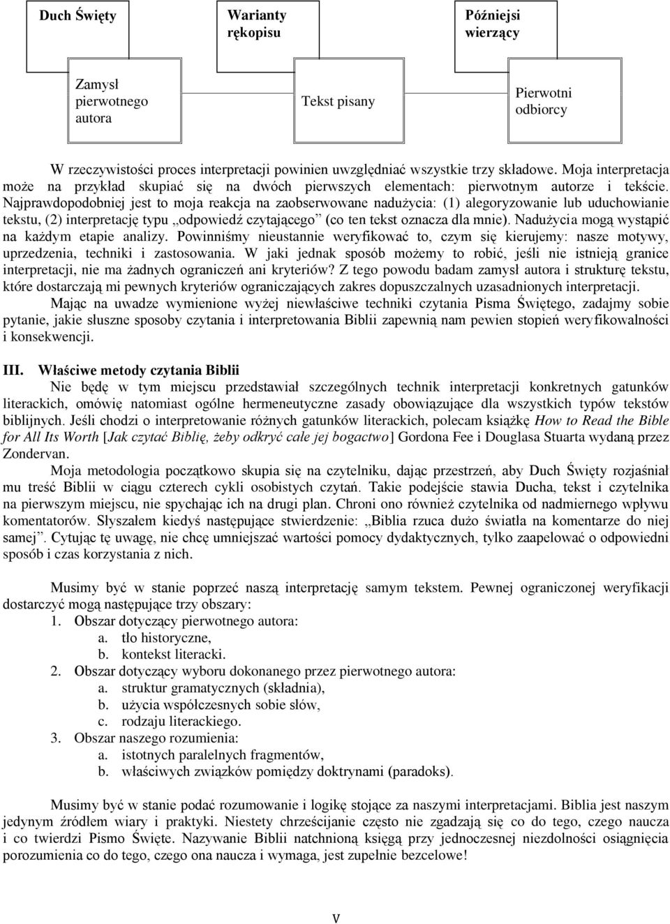 Najprawdopodobniej jest to moja reakcja na zaobserwowane nadużycia: (1) alegoryzowanie lub uduchowianie tekstu, (2) interpretację typu odpowiedź czytającego (co ten tekst oznacza dla mnie).