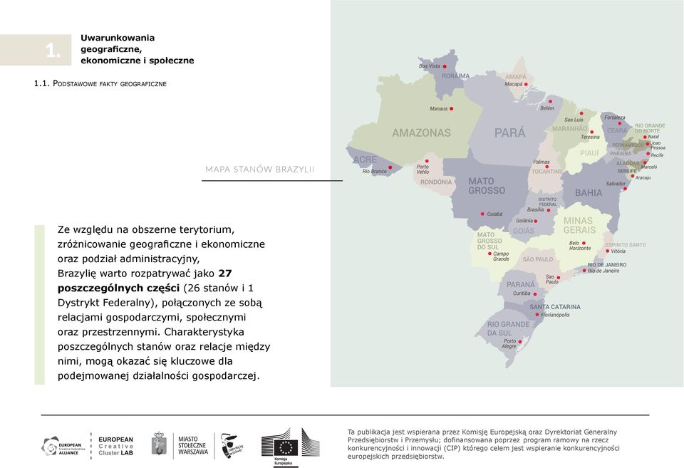 poszczególnych części (26 stanów i 1 Dystrykt Federalny), połączonych ze sobą relacjami gospodarczymi, społecznymi oraz