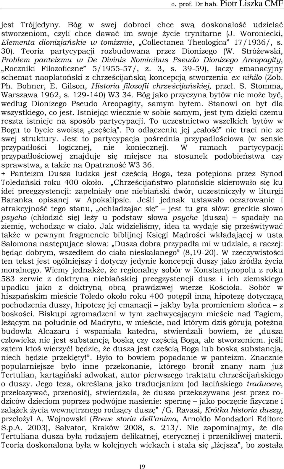 Stróżewski, Problem panteizmu w De Divinis Nominibus Pseudo Dionizego Areopagity, Roczniki Filozoficzne 5/1955-57/, z. 3, s.