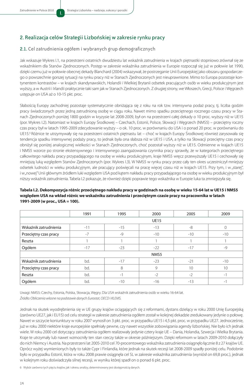 Postęp w zakresie wskaźnika zatrudnienia w Europie rozpoczął się już w połowie lat 1990, dzięki czemu już w połowie obecnej dekady Blanchard (2004) wskazywał, że postrzeganie Unii Europejskiej jako