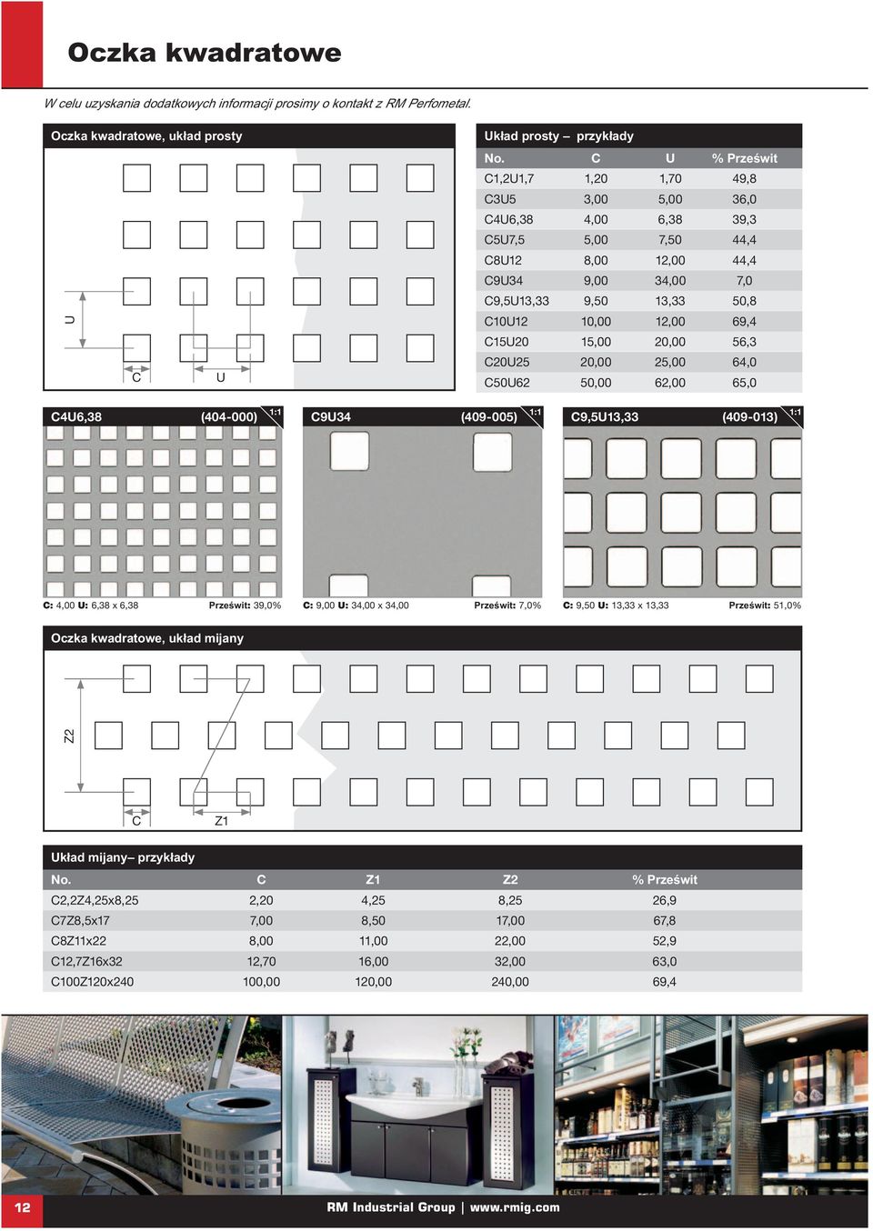 C15U20 15,00 20,00 56,3 C20U25 20,00 25,00 64,0 C50U62 50,00 62,00 65,0 C9,5U13,33 (409-013) C: 4,00 U: 6,38 x 6,38 Prześwit: 39,0% C: 9,00 U: 34,00 x 34,00 Prześwit: 7,0% C: 9,50 U: 13,33 x 13,33