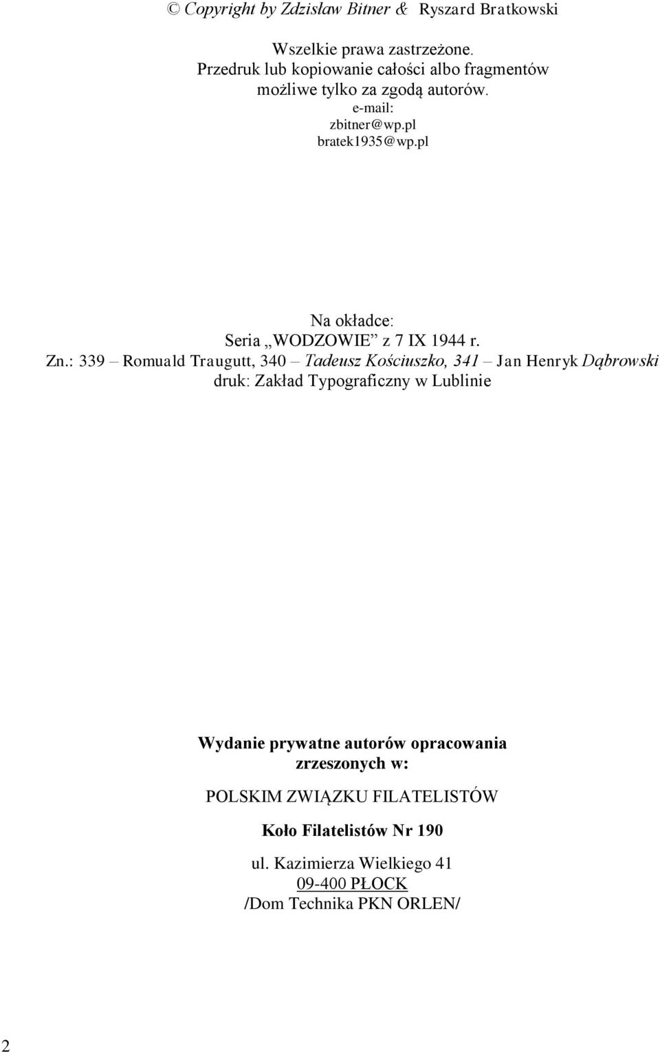 pl Na okładce: Seria WODZOWIE z 7 IX 1944 r. Zn.