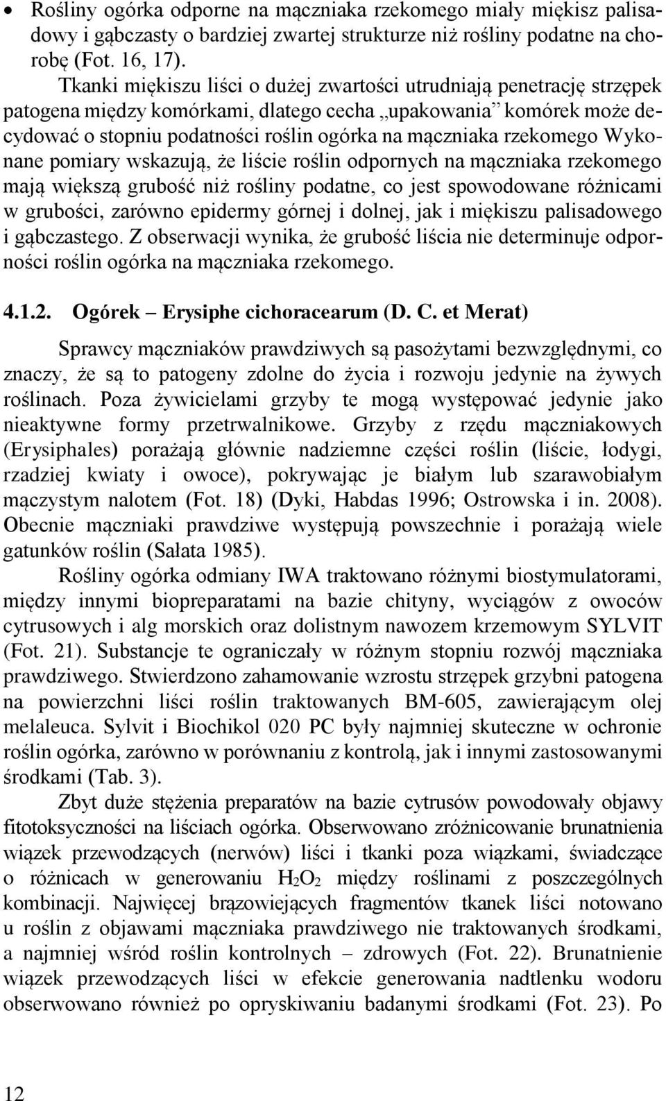 rzekomego Wykonane pomiary wskazują, że liście roślin odpornych na mączniaka rzekomego mają większą grubość niż rośliny podatne, co jest spowodowane różnicami w grubości, zarówno epidermy górnej i