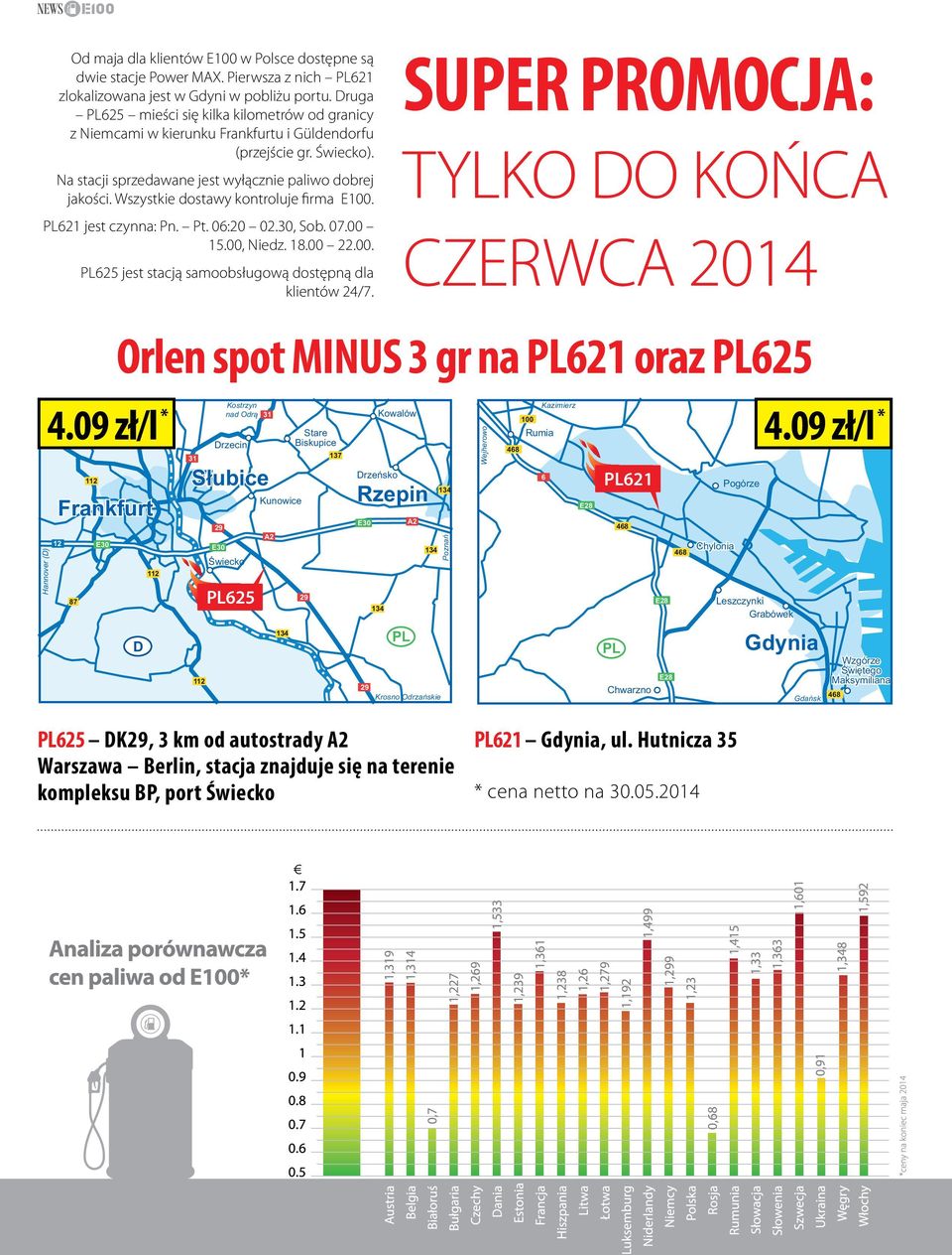 Druga PL625 mieści się kilka kilometrów od granicy z Niemcami w kierunku Frankfurtu i Güldendorfu (przejście gr. Świecko). Na stacji sprzedawane jest wyłącznie paliwo dobrej jakości.