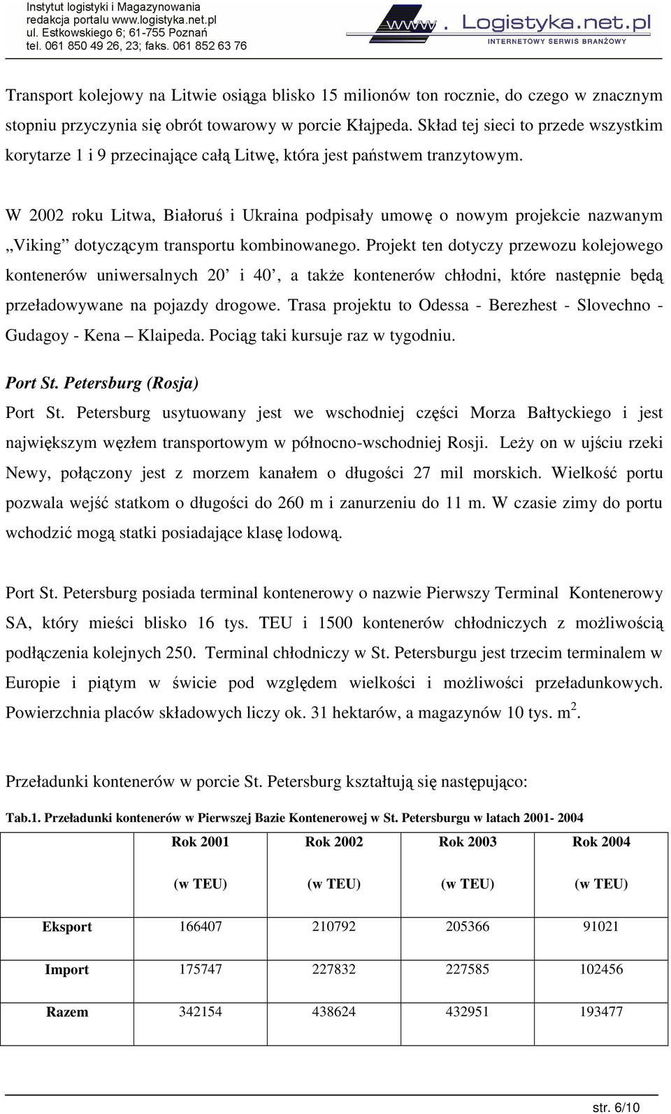 W 2002 roku Litwa, Białoru i Ukraina podpisały umow o nowym projekcie nazwanym Viking dotyczcym transportu kombinowanego.