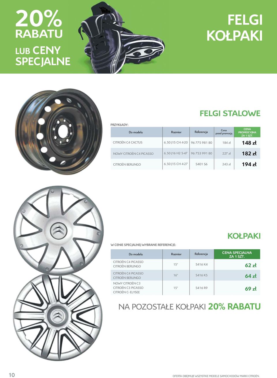 REFERENCJE: KOŁPAKI CITROËN C4 PICASSO CITROËN BERLINGO Rozmiar 15" Referencja 5416 K4 SPECJALNA ZA 1 SZT.