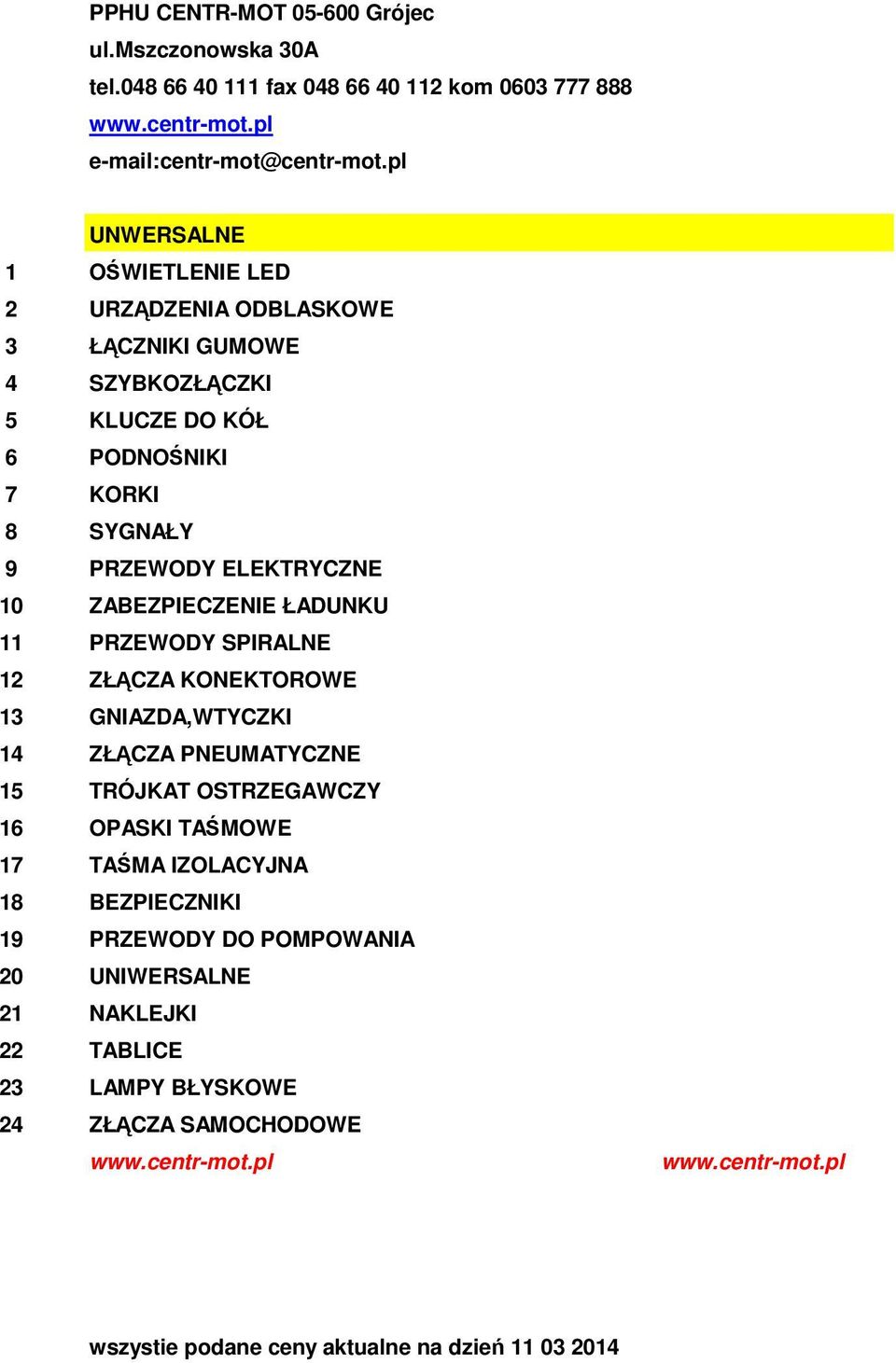 ELEKTRYCZNE 10 ZABEZPIECZENIE ŁADUNKU 11 PRZEWODY SPIRALNE 12 ZŁĄCZA KONEKTOROWE 13 GNIAZDA,WTYCZKI 14 ZŁĄCZA PNEUMATYCZNE 15 TRÓJKAT OSTRZEGAWCZY 16 OPASKI