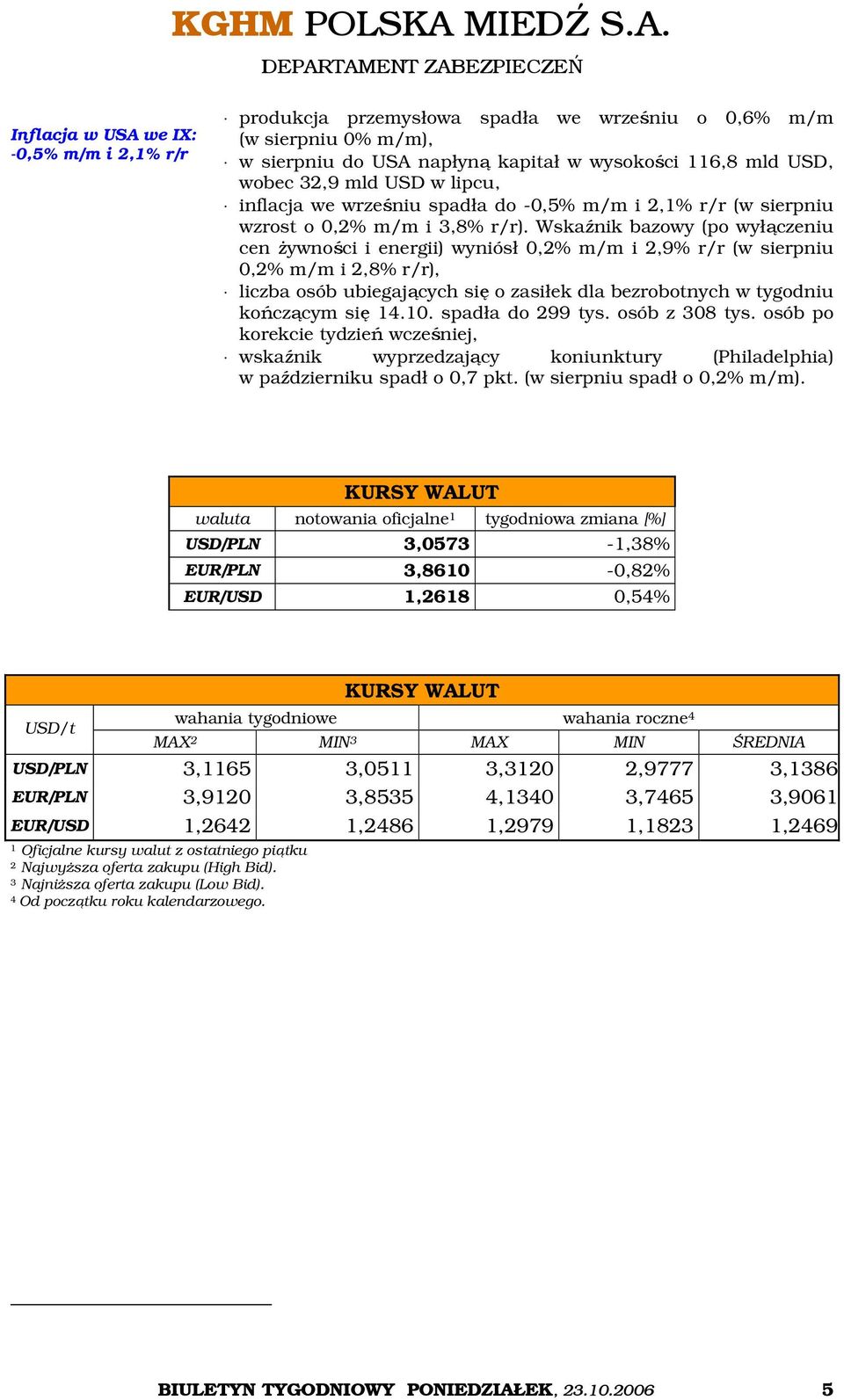 Wskaźnik bazowy (po wyłączeniu cen żywności i energii) wyniósł 0,2% m/m i 2,9% r/r (w sierpniu 0,2% m/m i 2,8% r/r), liczba osób ubiegających się o zasiłek dla bezrobotnych w tygodniu kończącym się