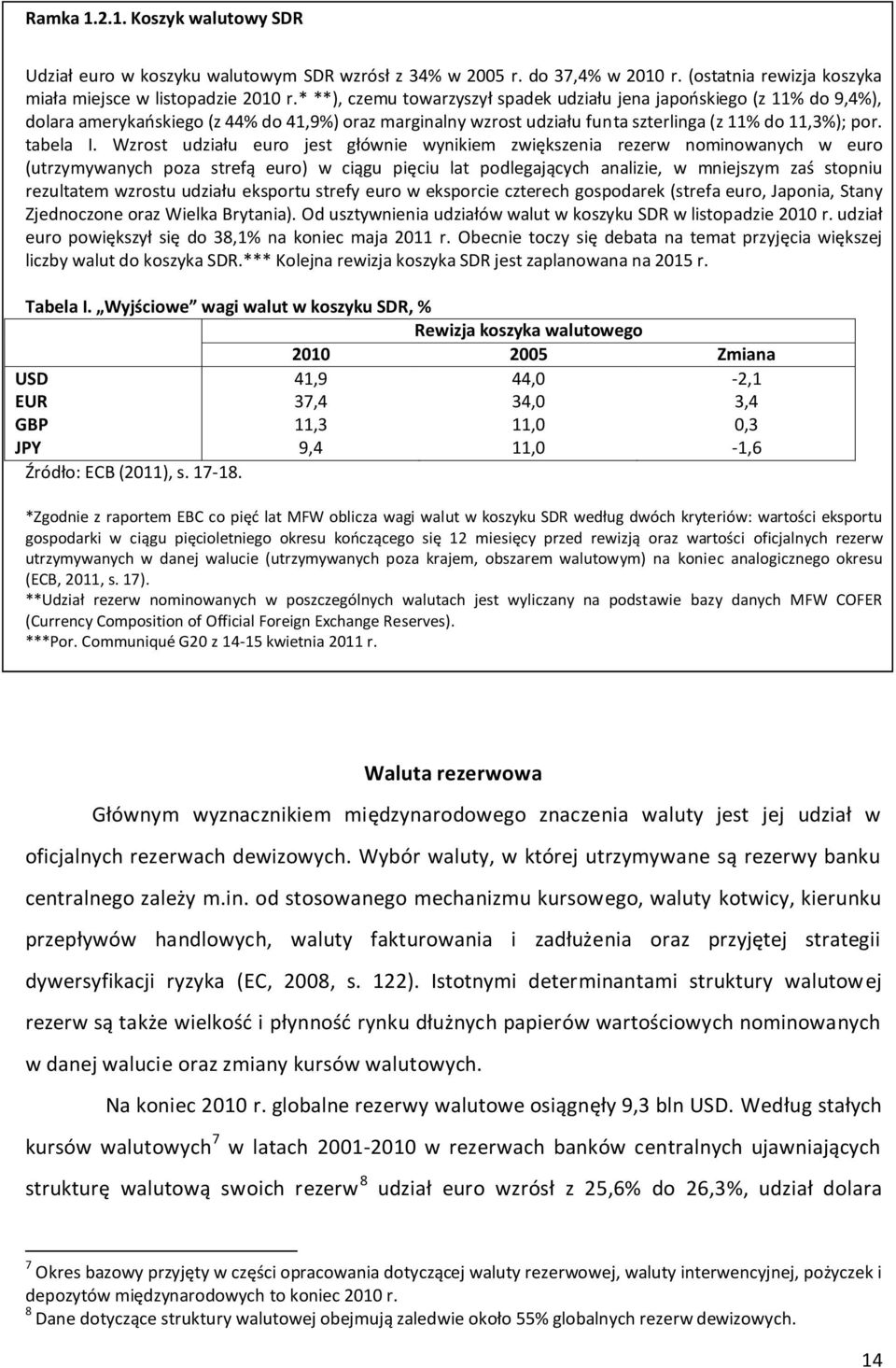 Wzrost udziału euro jest głównie wynikiem zwiększenia rezerw nominowanych w euro (utrzymywanych poza strefą euro) w ciągu pięciu lat podlegających analizie, w mniejszym zaś stopniu rezultatem wzrostu