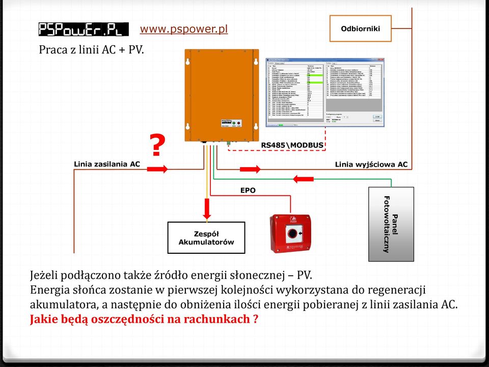 Jeżeli podłączono także źródło energii słonecznej PV.