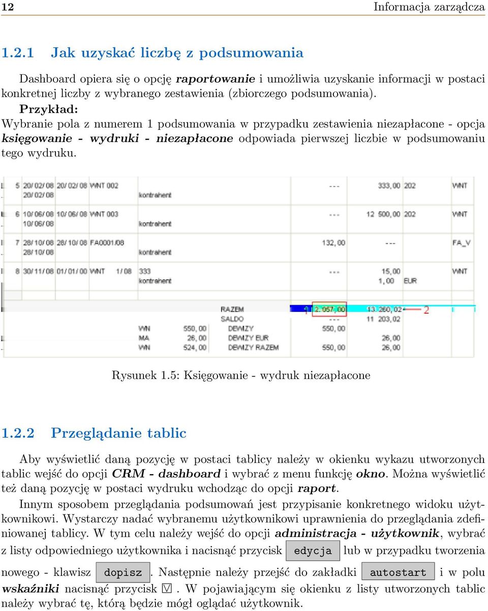 5: Księgowanie - wydruk niezapłacone 1.2.