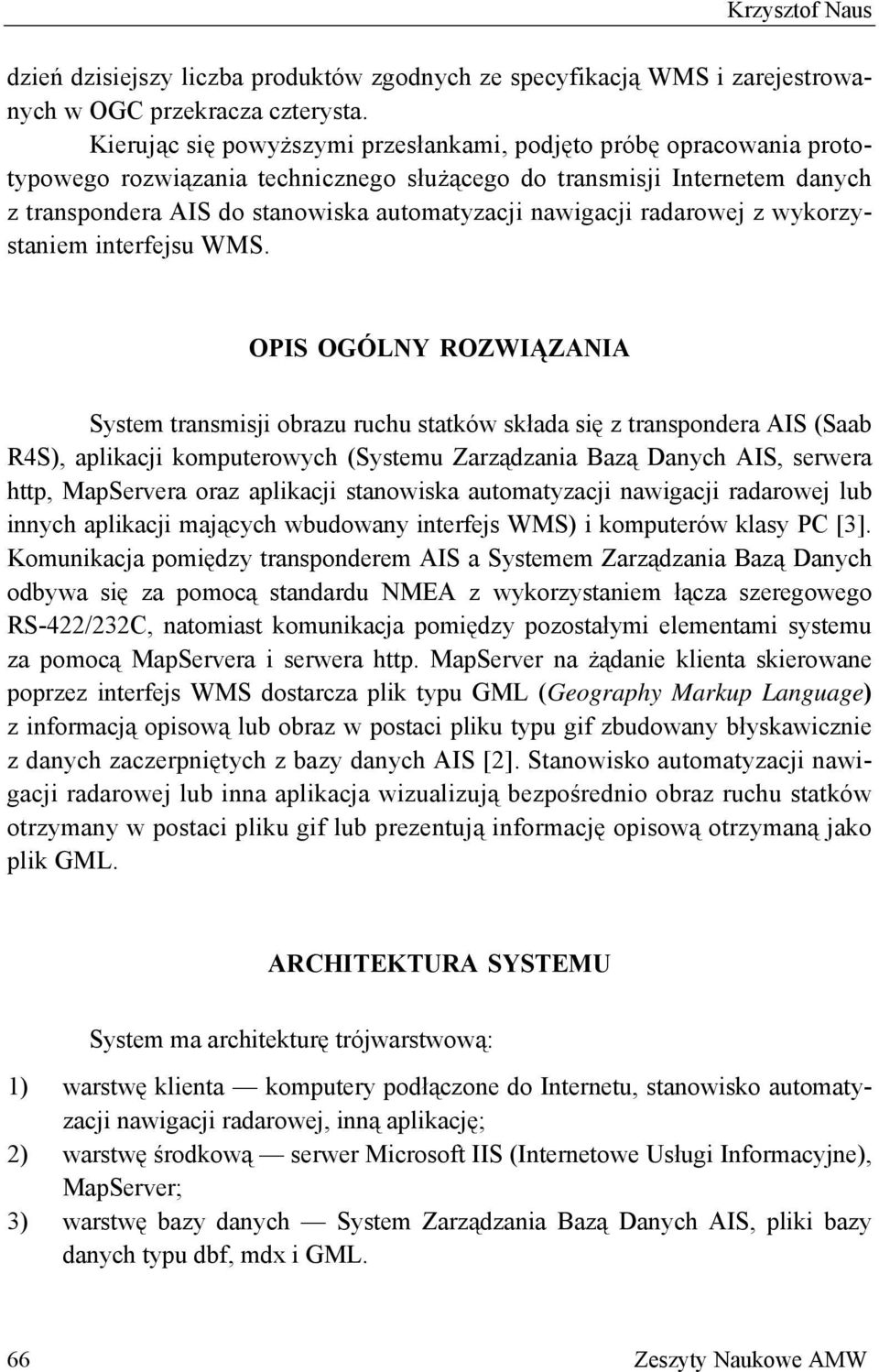 nawigacji radarowej z wykorzystaniem interfejsu WMS.