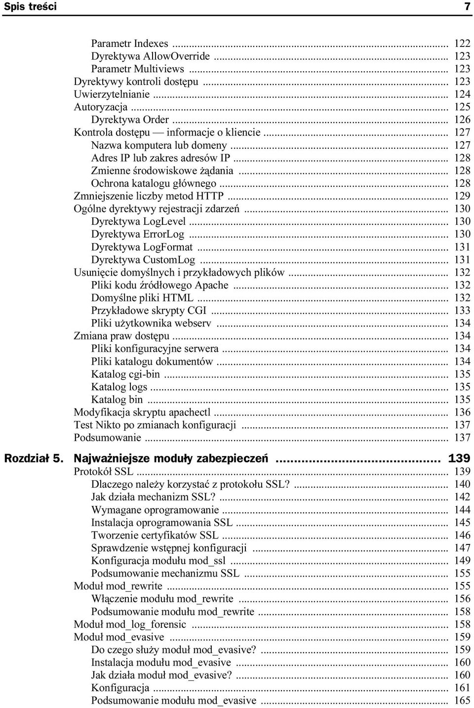.. 128 Zmniejszenie liczby metod HTTP... 129 Ogólne dyrektywy rejestracji zdarzeń... 130 Dyrektywa LogLevel... 130 Dyrektywa ErrorLog... 130 Dyrektywa LogFormat... 131 Dyrektywa CustomLog.