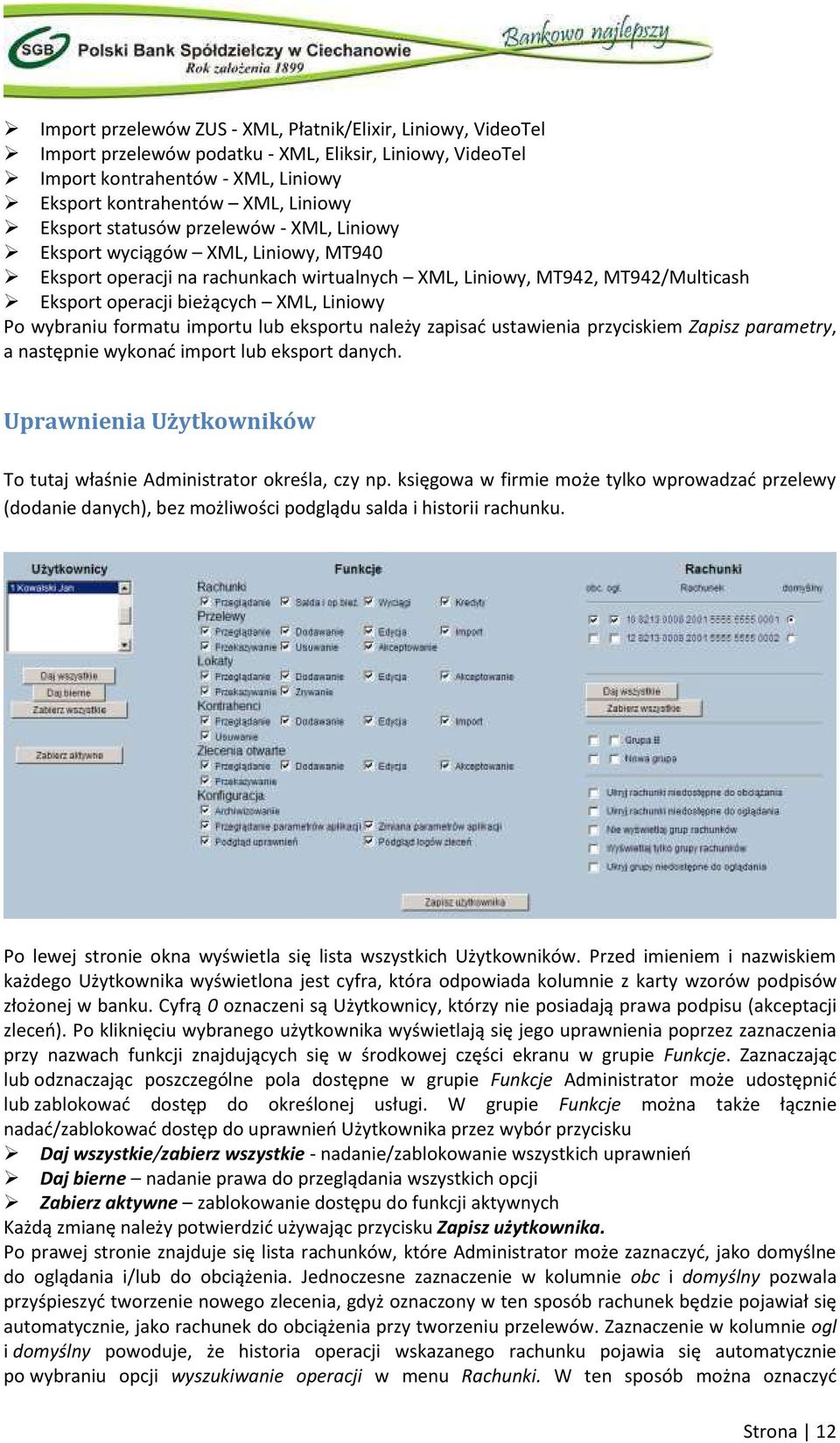 wybraniu formatu importu lub eksportu należy zapisać ustawienia przyciskiem Zapisz parametry, a następnie wykonać import lub eksport danych.