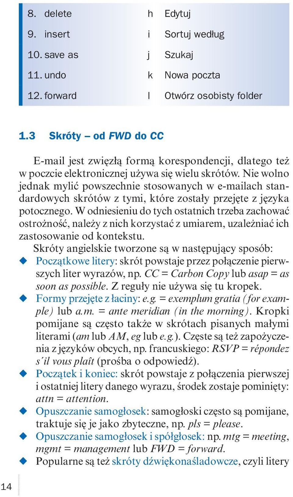 Nie wolno jednak mylić powszechnie stosowanych w e-mailach standardowych skrótów z tymi, które zostały przejęte z języka potocznego.