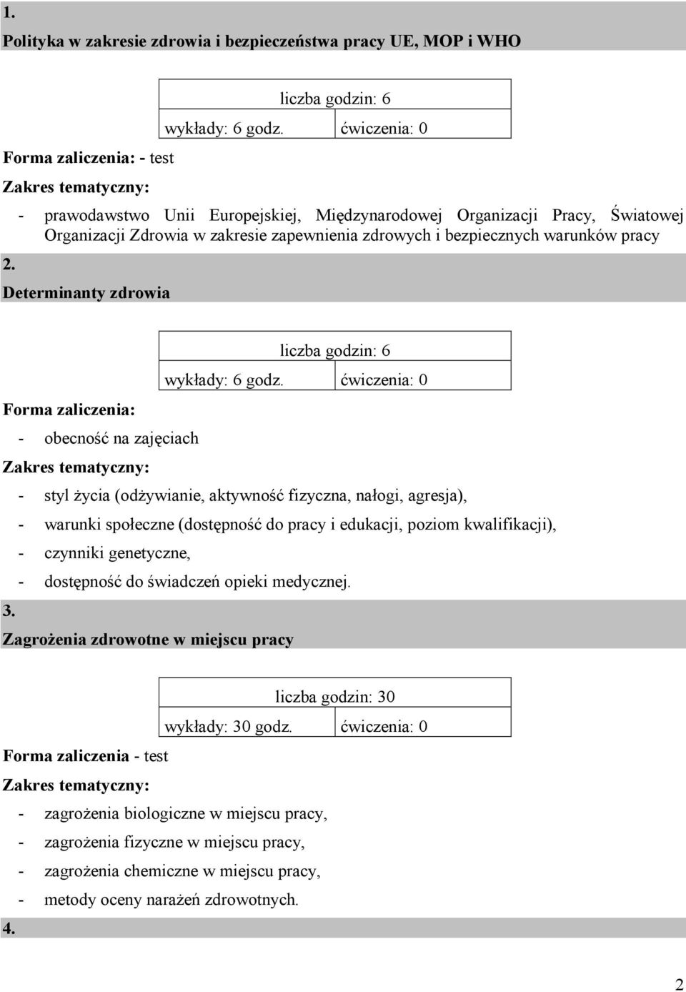 liczba godzin: 6 wykłady: 6 godz.