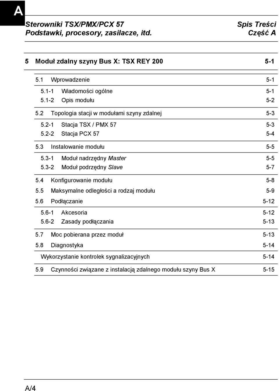 3 Instalowanie modułu 5-5 5.3-1 Moduł nadrzędny Master 5-5 5.3-2 Moduł podrzędny Slave 5-7 5.4 Konfigurowanie modułu 5-8 5.5 Maksymalne odległości a rodzaj modułu 5-9 5.