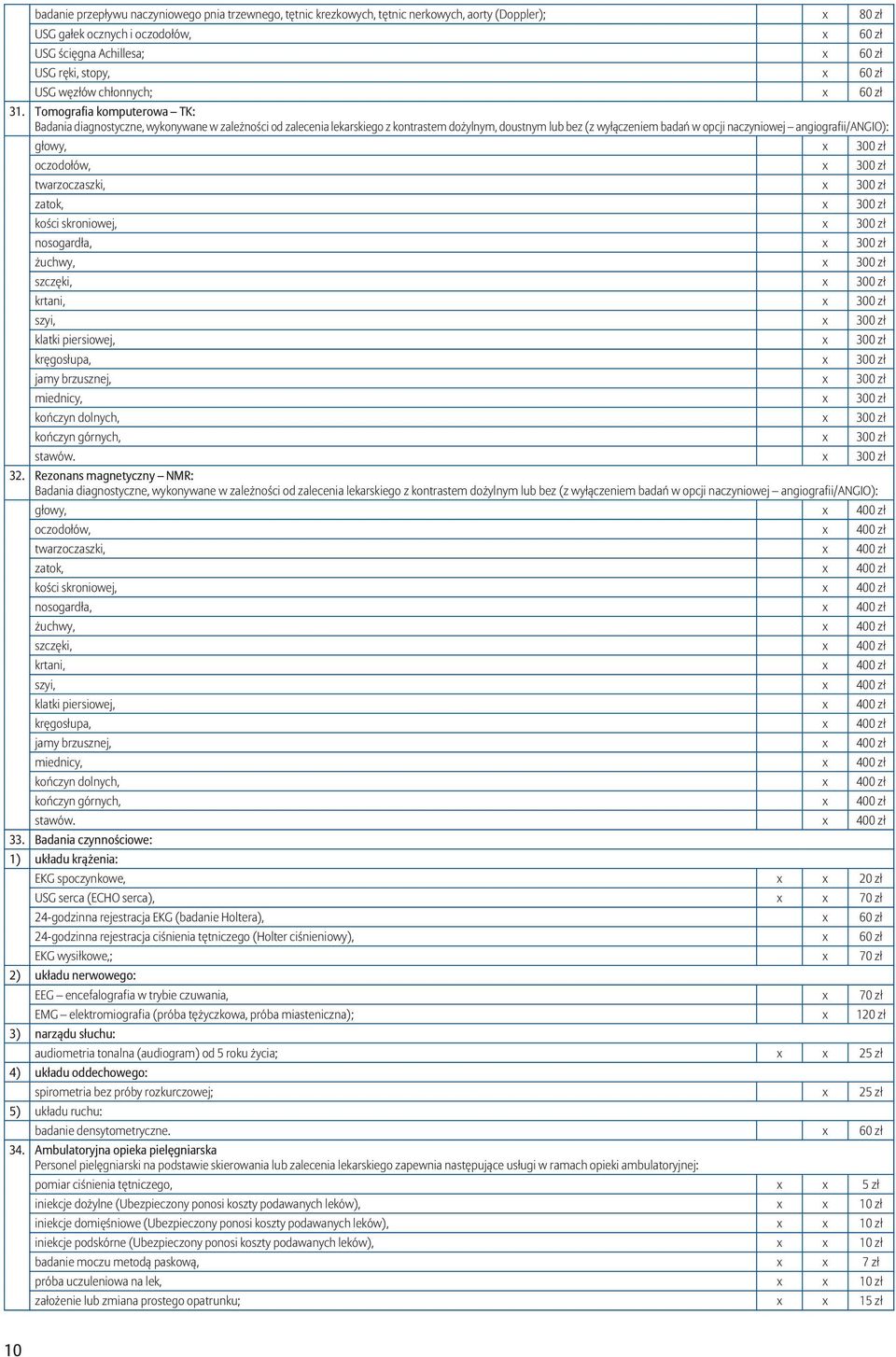 opcji naczyniowej angiografii/angio): głowy, x 300 zł oczodołów, x 300 zł twarzoczaszki, x 300 zł zatok, x 300 zł kości skroniowej, x 300 zł nosogardła, x 300 zł żuchwy, x 300 zł szczęki, x 300 zł