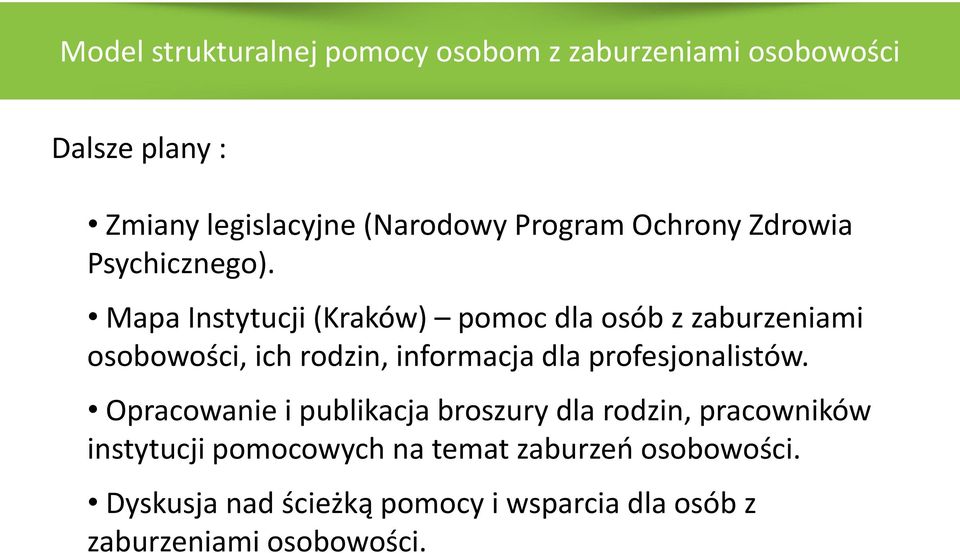 Mapa Instytucji (Kraków) pomoc dla osób z zaburzeniami osobowości, ich rodzin, informacja dla