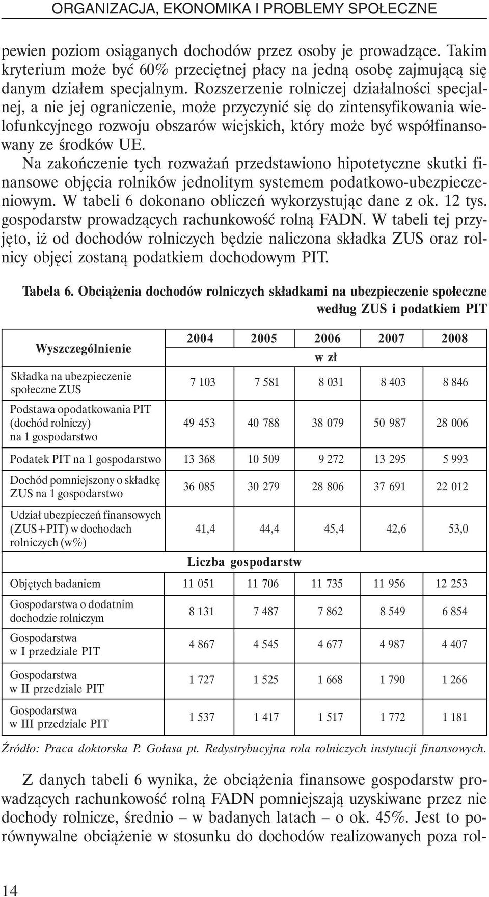 środków UE. Na zakończenie tych rozważań przedstawiono hipotetyczne skutki finansowe objęcia rolników jednolitym systemem podatkowo-ubezpieczeniowym.