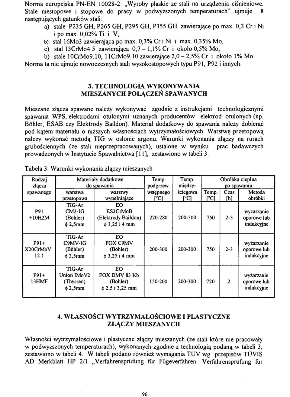 0,02% Ti i V, b) stal 16Mo3 zawierająca po max. 0,3% Cr i Ni i max. 0,35% Mo, c) stal 13CrMo4.5 zawierająca 0,71,1% Cr i około 0,5% Mo, b) stale 10CrMo9.10, 1 lcrmo9.