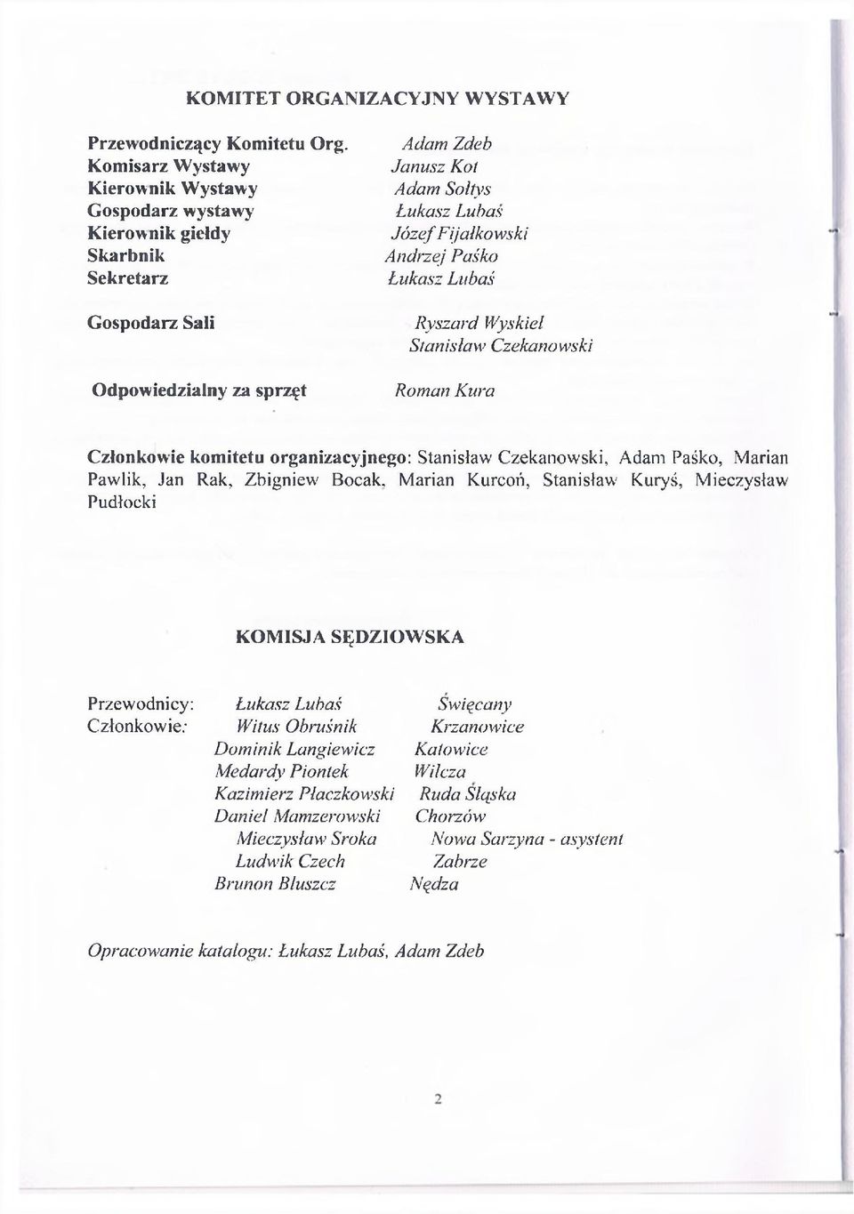 Andrzej Paśko Łukasz Lubaś Ryszard Wyskiel Stanisław Czekanowski Roman Kura Członkowie komitetu organizacyjnego: Stanisław Czekanowski, Adam Paśko, Marian Pawlik, Jan Rak, Zbigniew Bocak, Marian