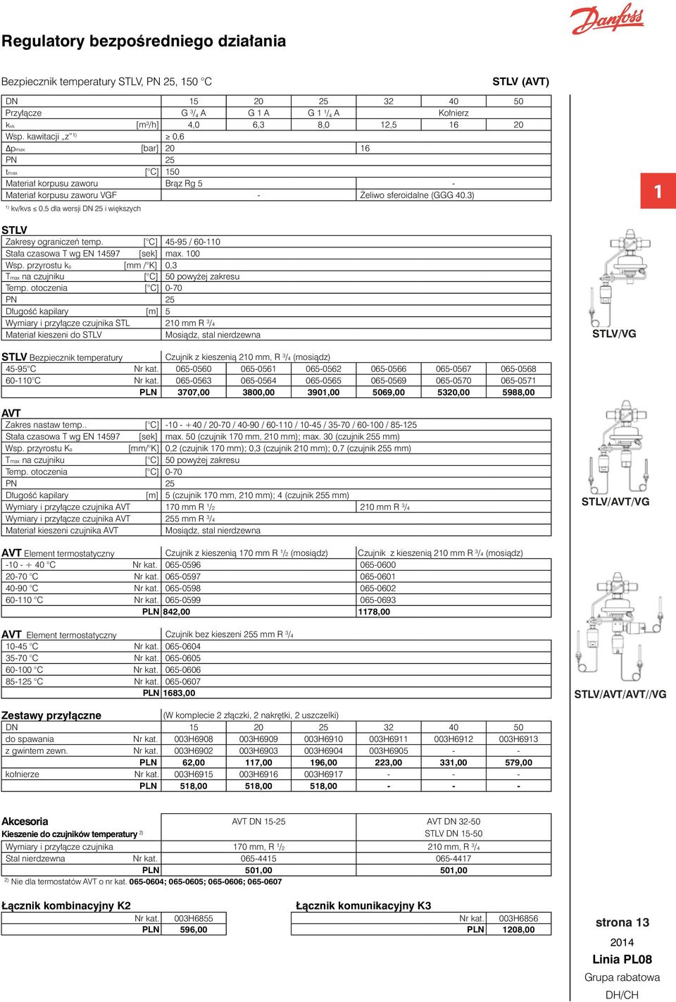 3) kv/kvs 0, dla wersji DN 2 i większych STLV Zakresy ograniczeń temp. [ C] 4-9 / 60- Stała czasowa T wg EN 497 [sek] max. 0 Wsp.