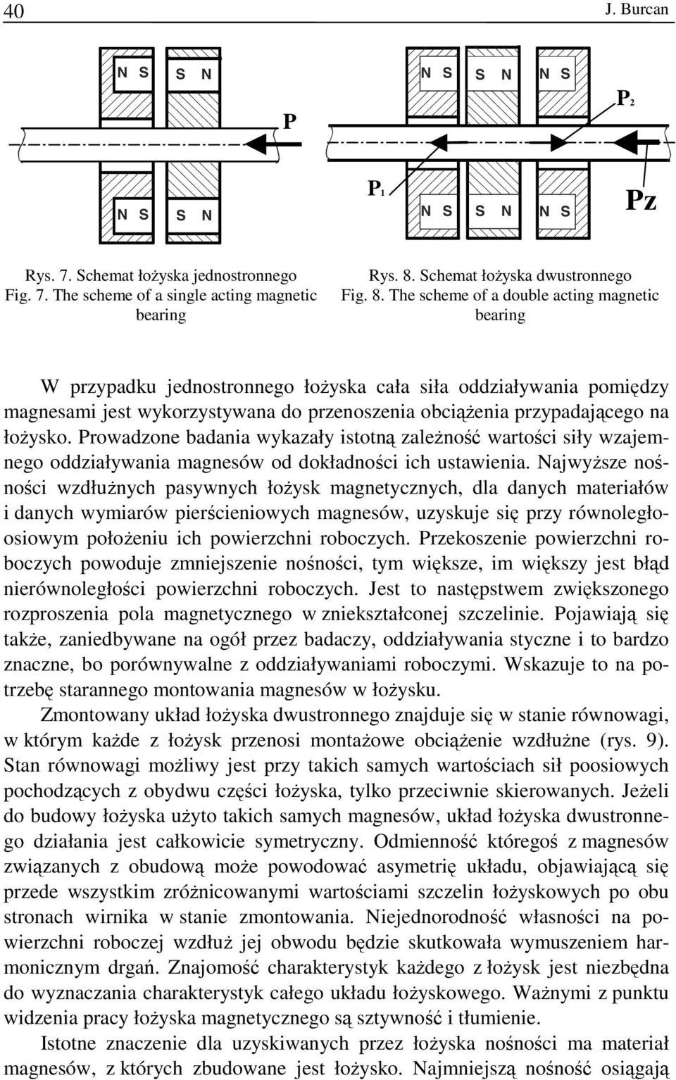 łożysko. Prowadzone badania wykazały istotną zależność wartości siły wzajemnego oddziaływania magnesów od dokładności ich ustawienia.