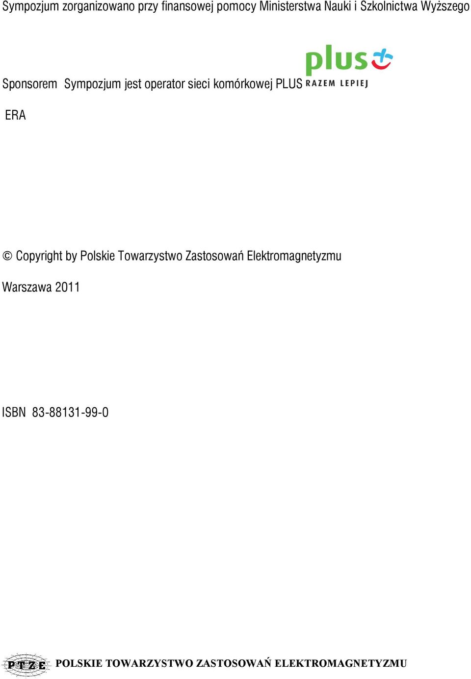 PLUS ERA Copyright by Polskie Towarzystwo Zastosowań Elektromagnetyzmu