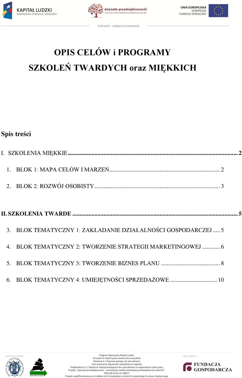 BLOK TEMATYCZNY 1: ZAKŁADANIE DZIAŁALNOŚCI GOSPODARCZEJ... 5 4.