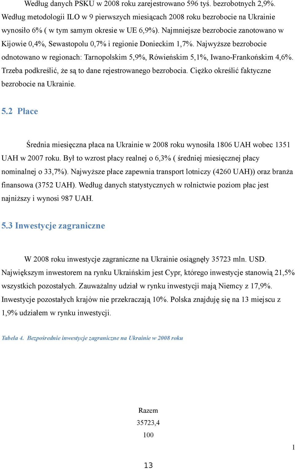 Najmniejsze bezrobocie zanotowano w Kijowie 0,4%, Sewastopolu 0,7% i regionie Donieckim 1,7%. Najwyższe bezrobocie odnotowano w regionach: Tarnopolskim 5,9%, Rówieńskim 5,1%, Iwano-Frankońskim 4,6%.