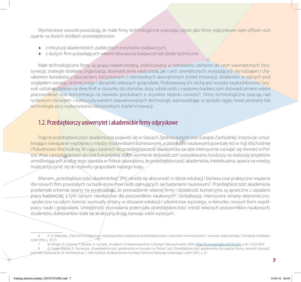 Małe technologiczne firmy są grupą niejednorodną, zróżnicowaną w odniesieniu zarówno do cech wewnętrznych (motywacje, strategie działania, organizacja, doświadczenie właściciela), jak i cech