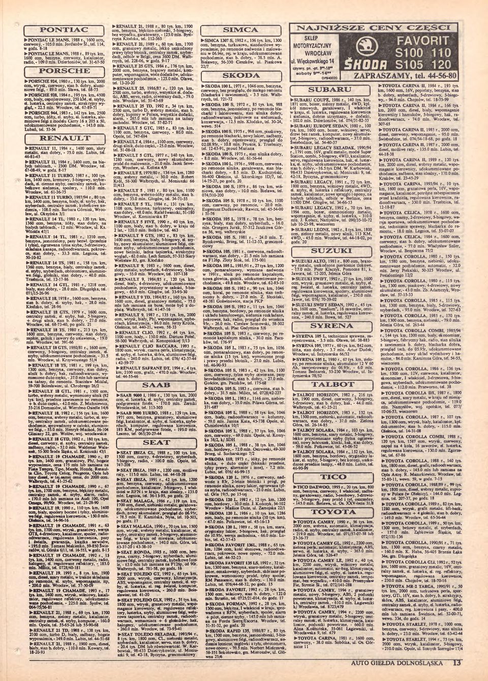 , 195 tys. km, 4500 ocm, biały, ospojlerowany, 250 km, el. szyby, d. lusterka, centralny zamek, atrakcyjny wygląd, - 22.5 min. Wrodaw. td. 67-89-71 PORSCHE 944,1983 r 142 tys.