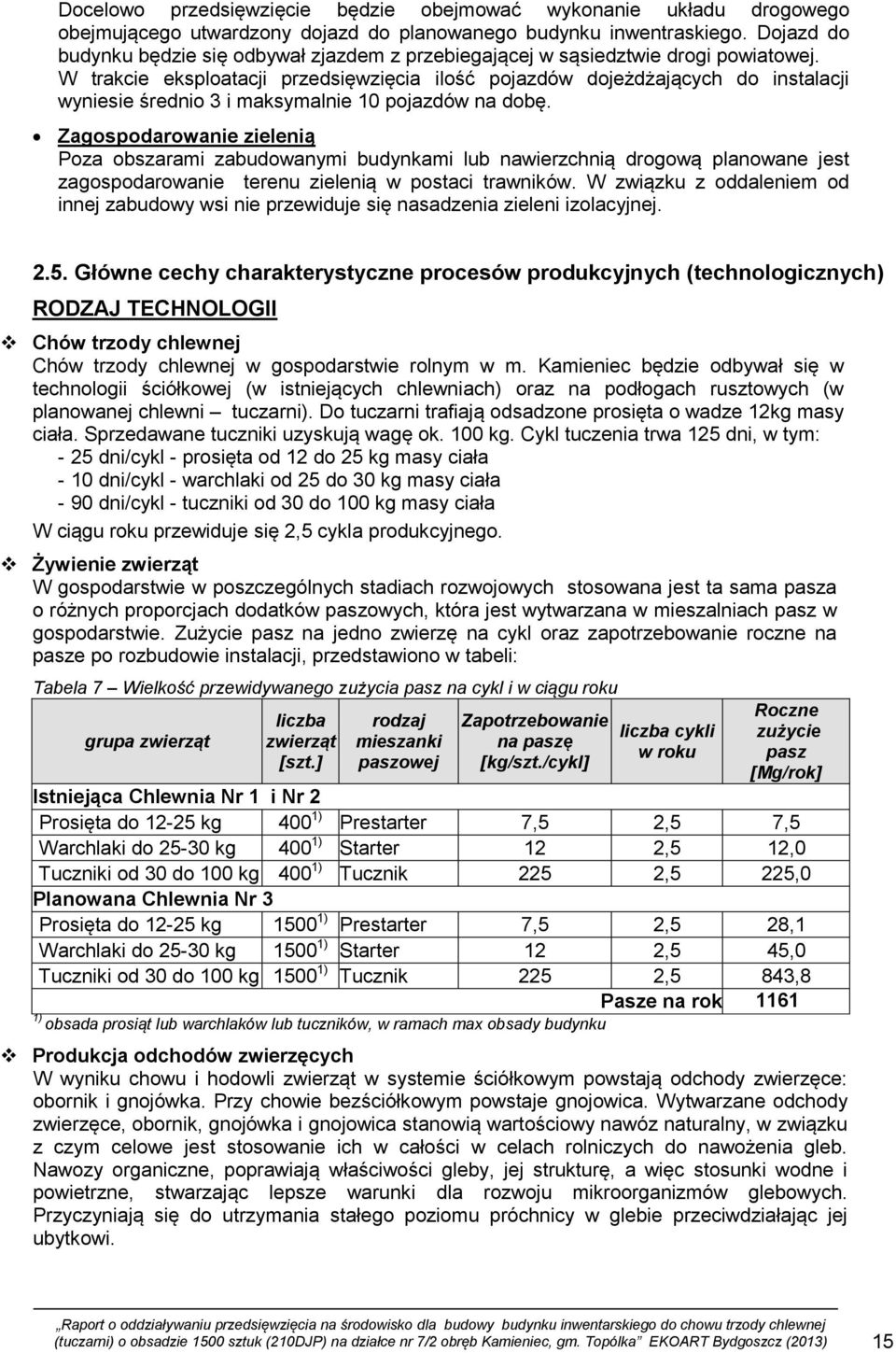 W trakcie eksploatacji przedsięwzięcia ilość pojazdów dojeżdżających do instalacji wyniesie średnio 3 i maksymalnie 10 pojazdów na dobę.